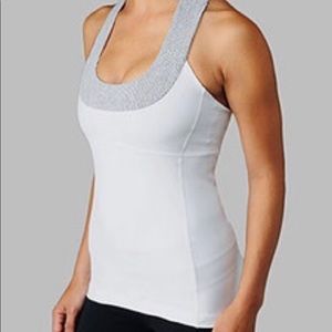 Lululemon Women's Scoop Neck Tank White and Grey